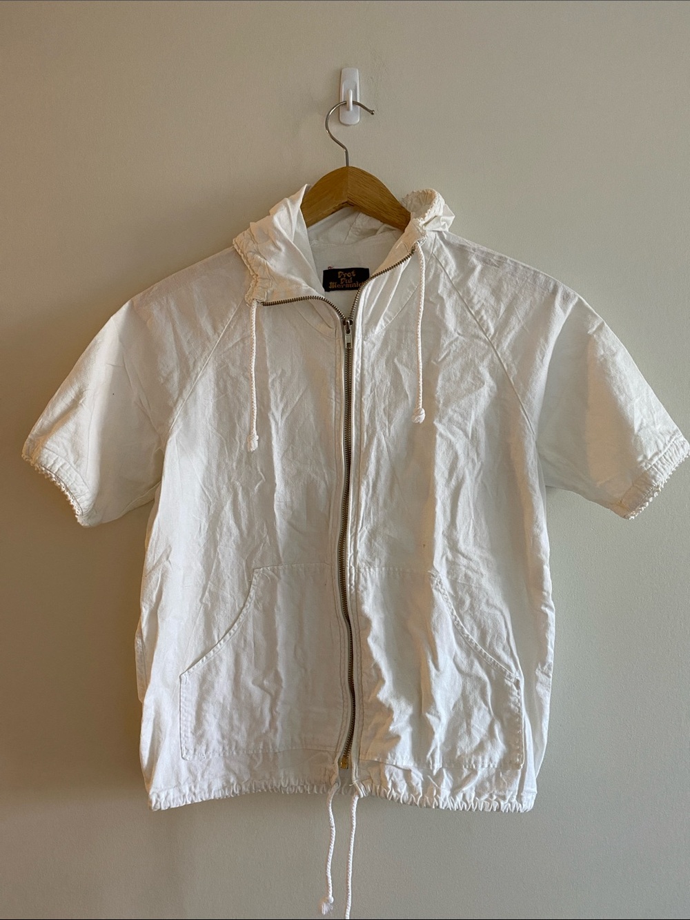 🎀3 for $25 ✨ White Short-Sleeve Hooded Zip Jacket